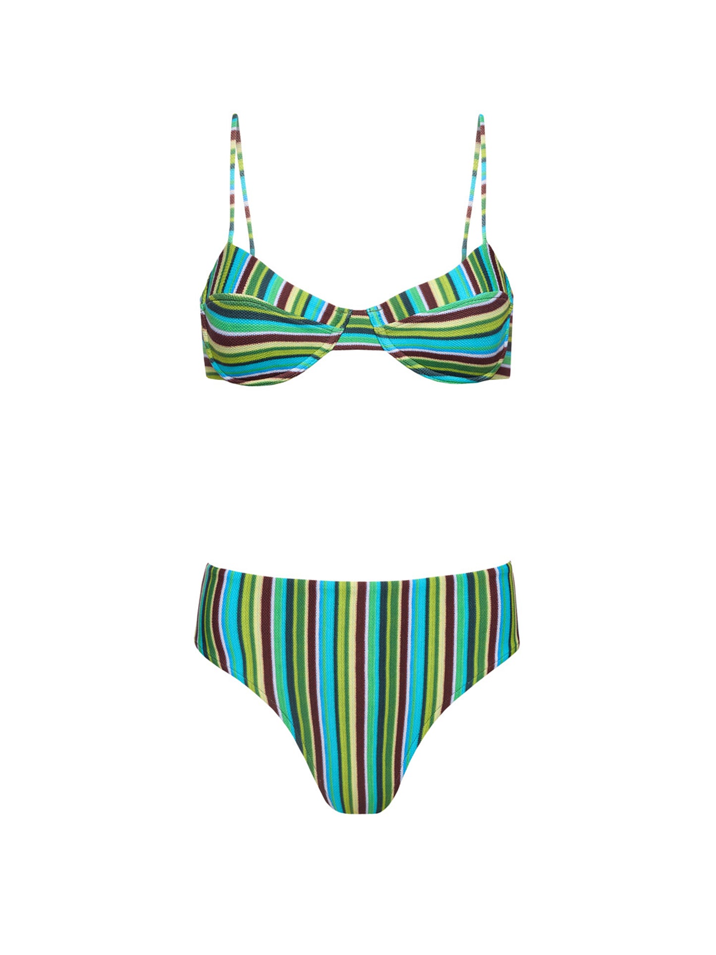 IL MINA HIGH-WAIST BIKINI | GREEN STRIPES