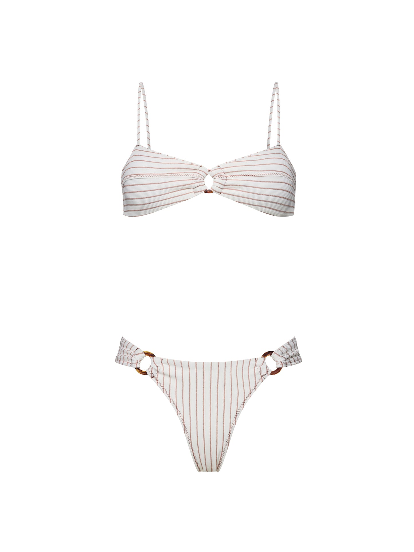 TEXAS LOW-WAISTED BIKINI | WHITE & BRONZE STRIPES